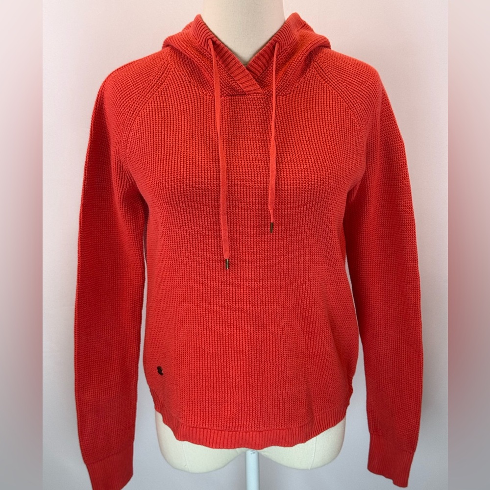 Lauren Ralph Lauren Women's Red Waffle Knit Pullover Hoodie Sweater Size SP